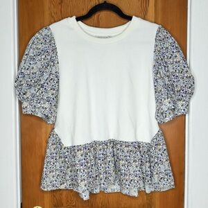 hyacinth house tuckernuck savannah cottagecore peplum puff sleeve blouse